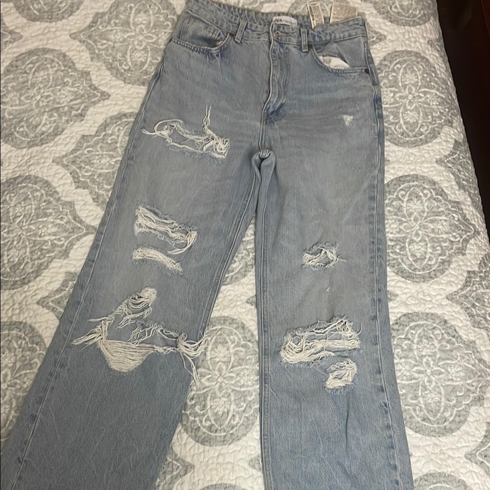Distressed Blue Jeans